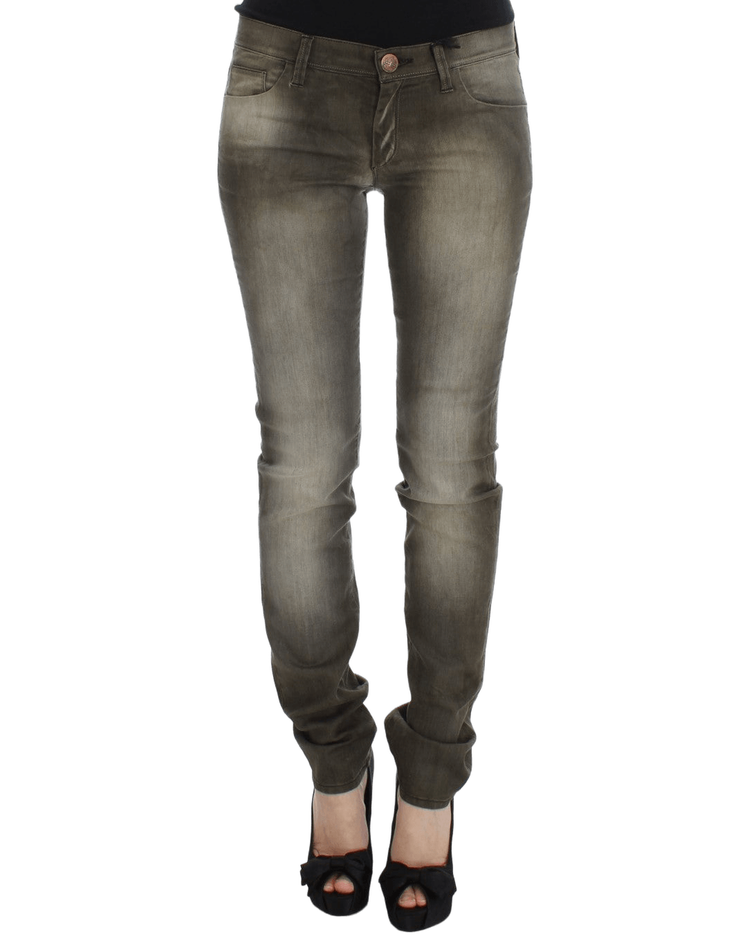 Ermanno Scervino Gray Cotton Wash Blend Slim Fit Jeans Glam Steals