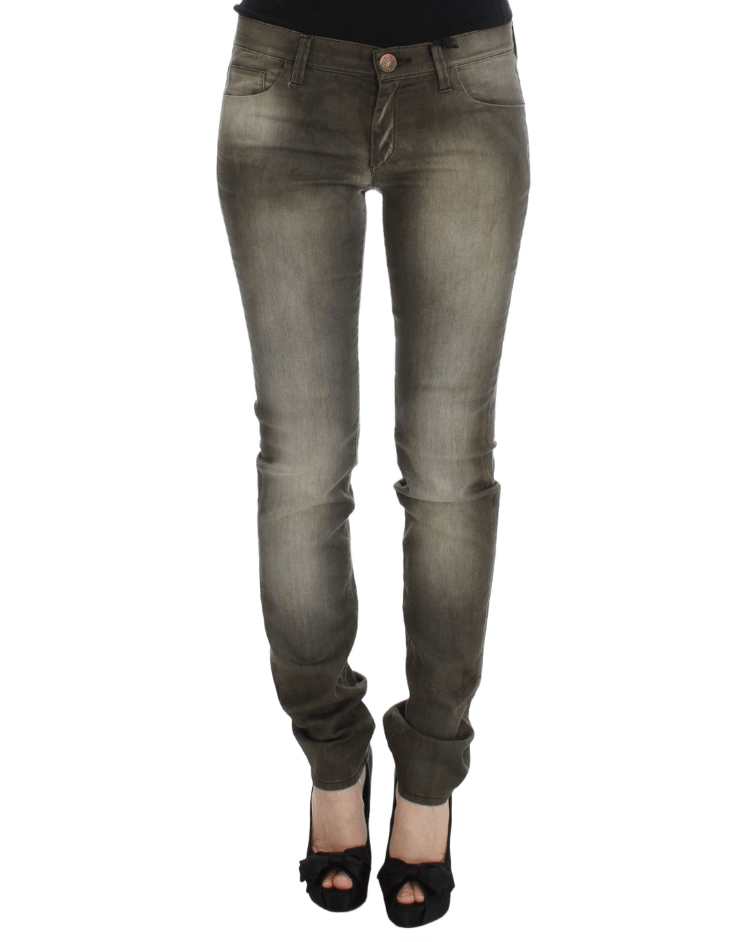Ermanno Scervino Gray Cotton Wash Blend Slim Fit Jeans Jeans