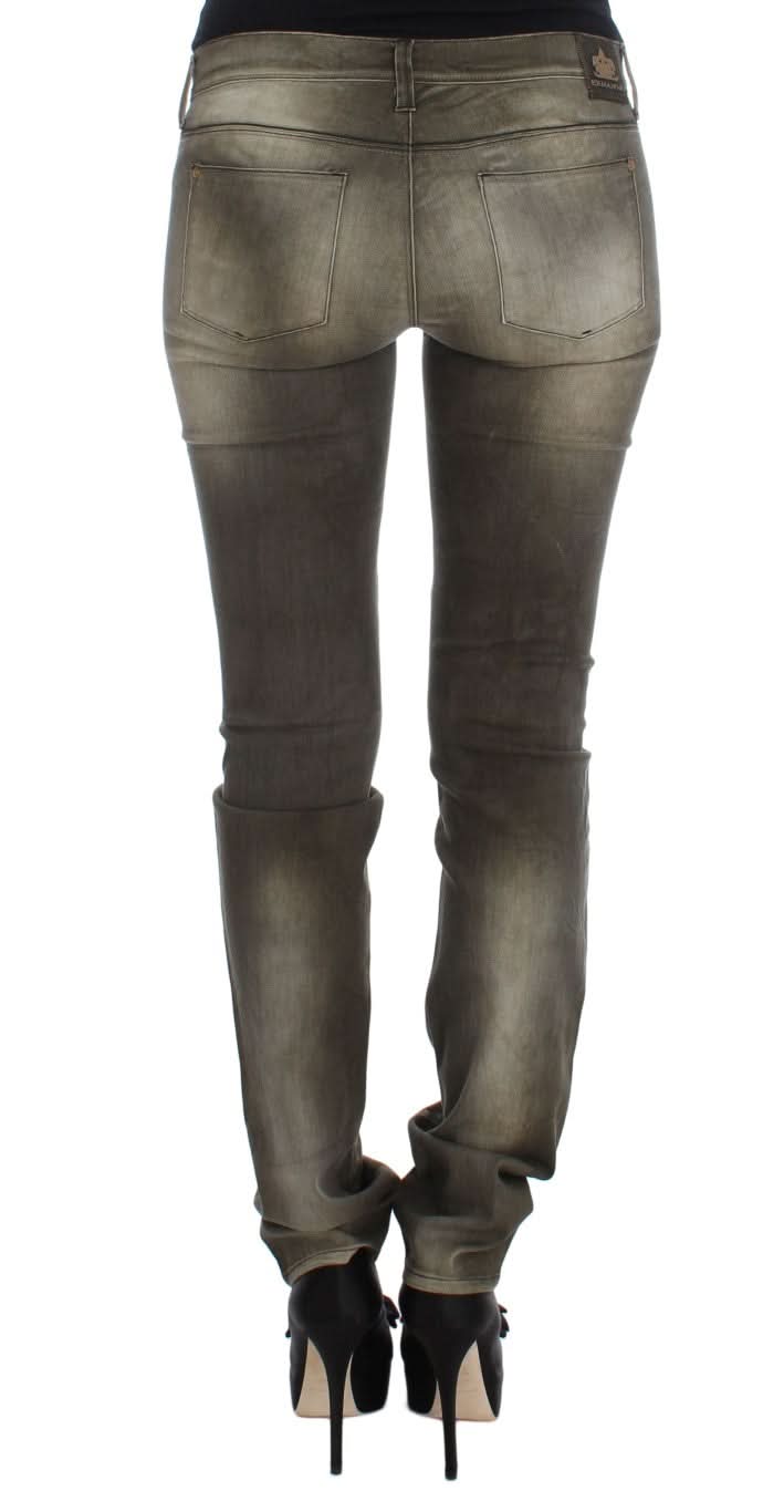 Ermanno Scervino Gray Cotton Wash Blend Slim Fit Jeans Jeans