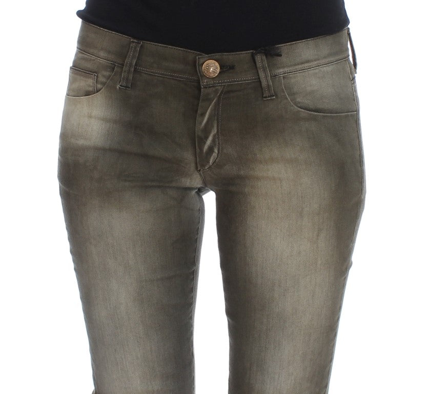 Ermanno Scervino Gray Cotton Wash Blend Slim Fit Jeans Glam Steals
