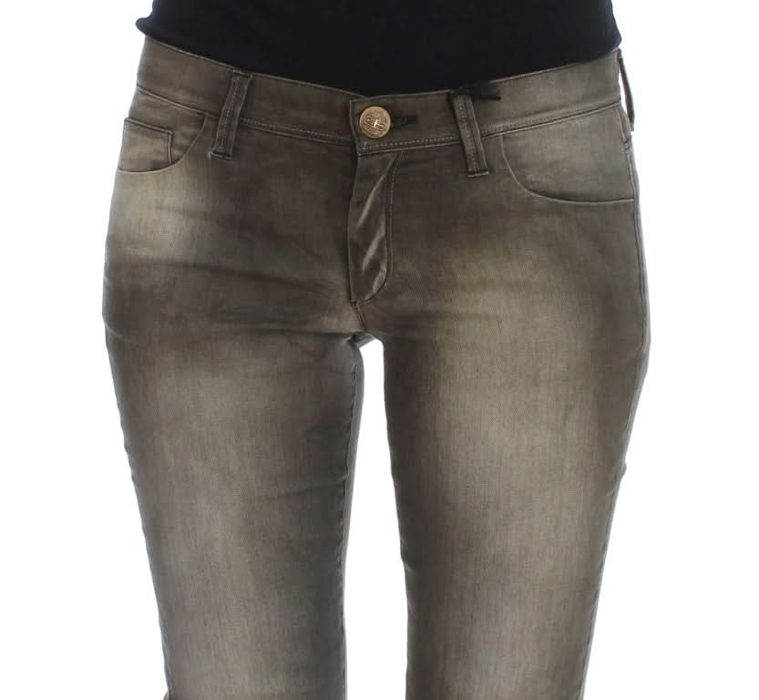 Ermanno Scervino Gray Cotton Wash Blend Slim Fit Jeans Jeans