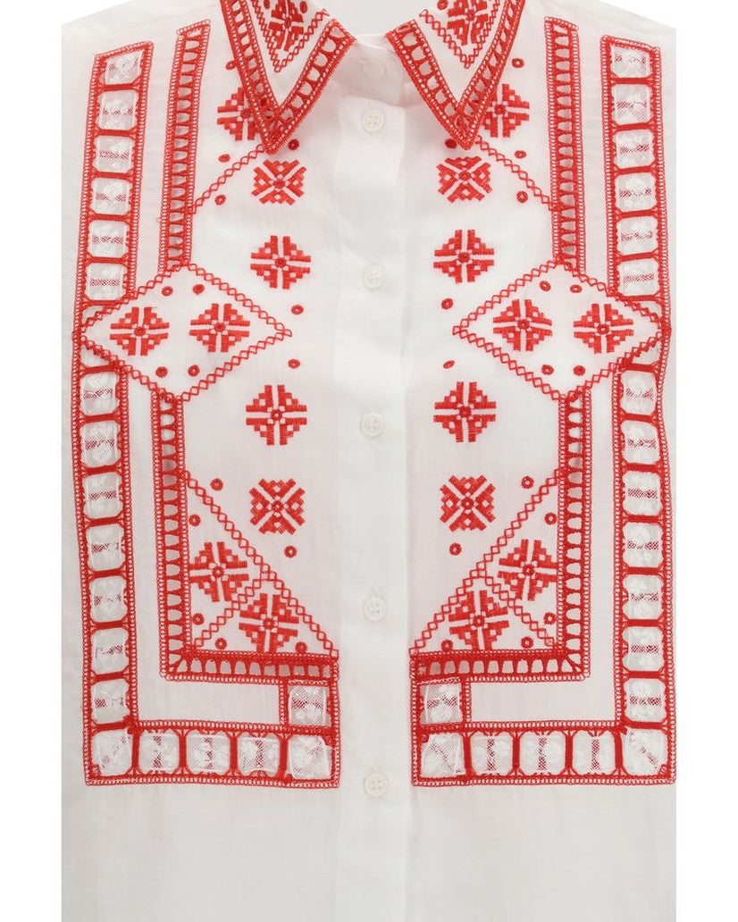 Ermanno Scervino White Cotton Pattern Shirt Glam Steals