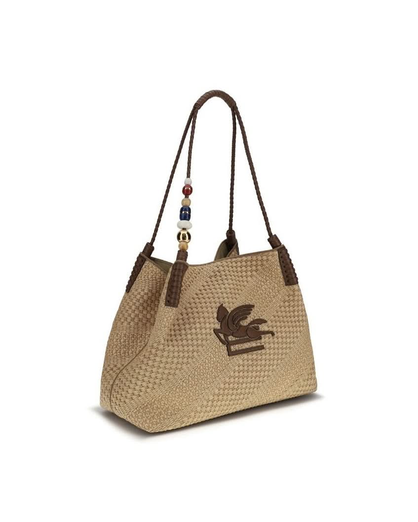 Etro Beige Raffia Shoulder Bag