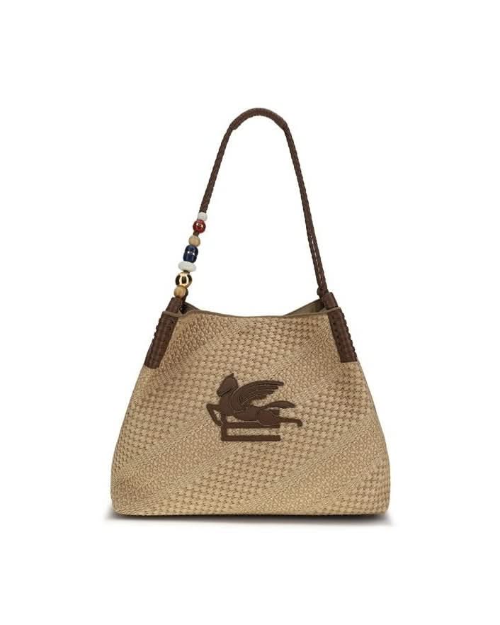 Etro Beige Raffia Shoulder Bag