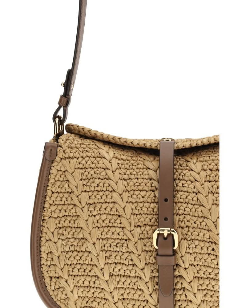 Etro Beige Raffia Shoulder Bag