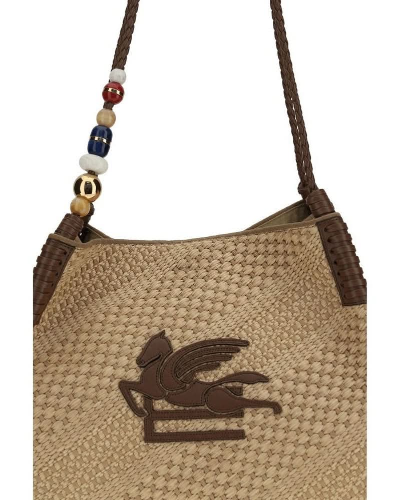 Etro Beige Raffia Shoulder Bag