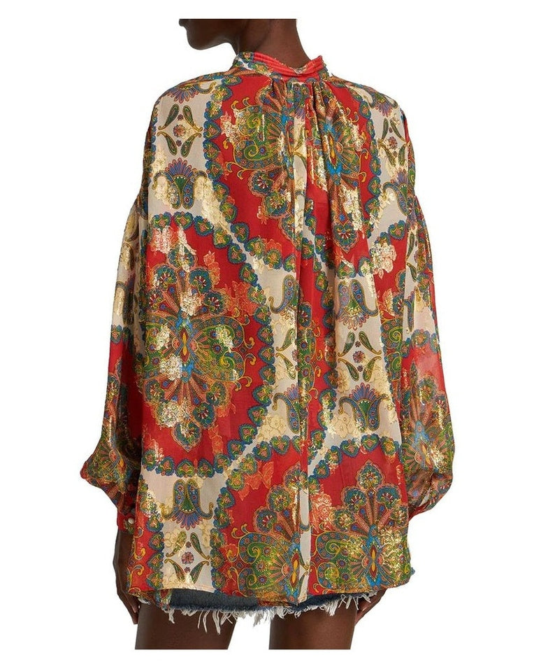 Etro Orange Silk Pattern Shirt Glam Steals