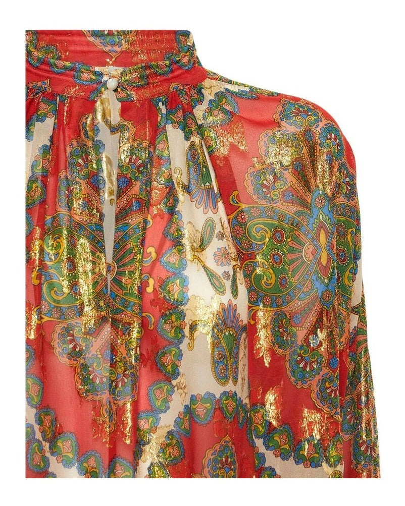 Etro Orange Silk Pattern Shirt Glam Steals