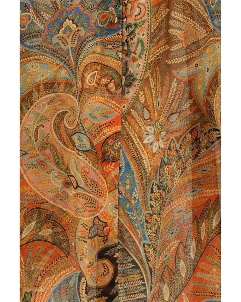 Etro Orange Silk Pattern Shirt