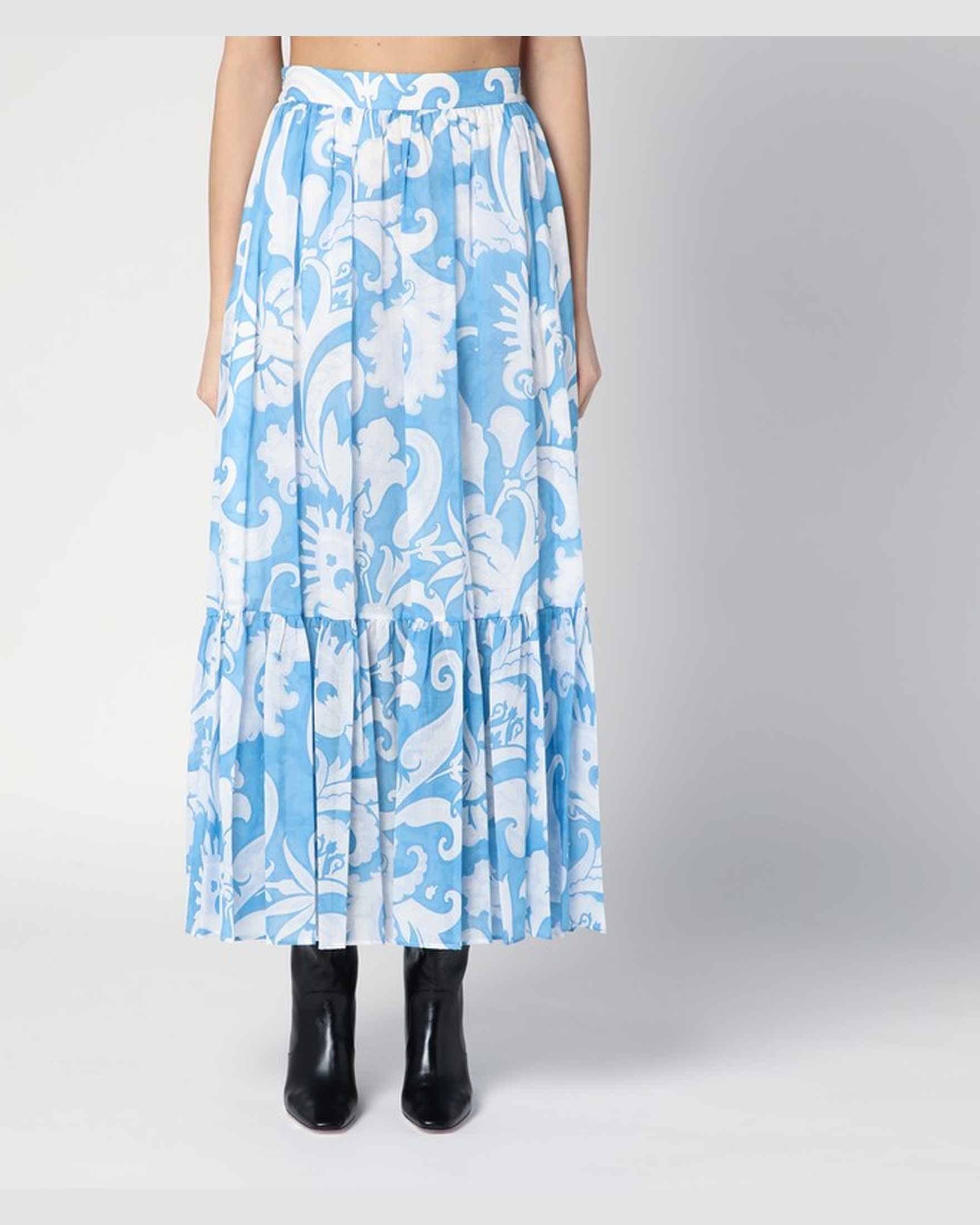 Etro Skirt With White/Blue Paisley Print Glam Steals