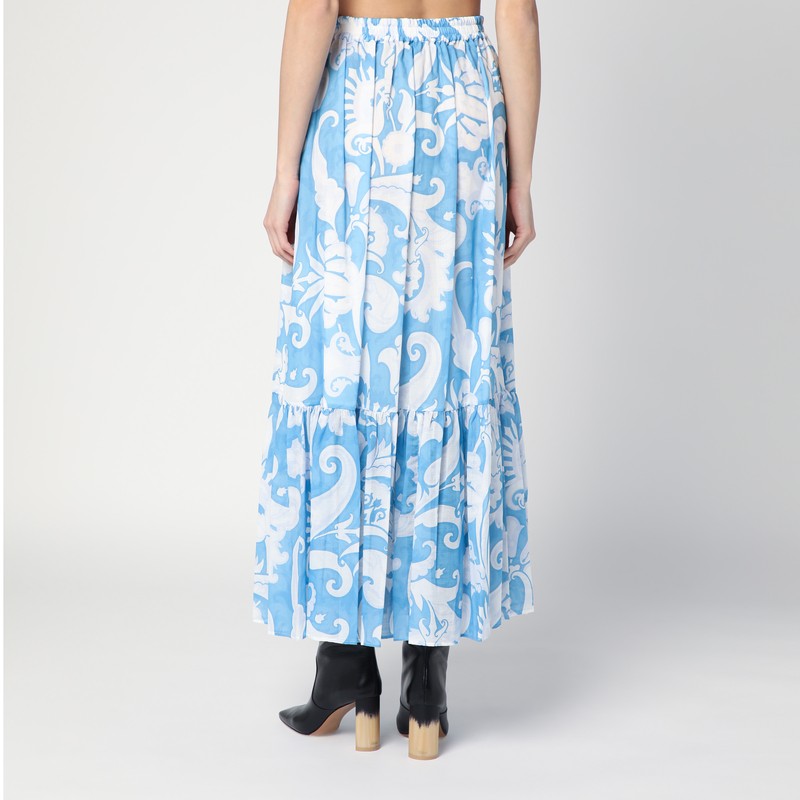 Etro Skirt With White/Blue Paisley Print Glam Steals