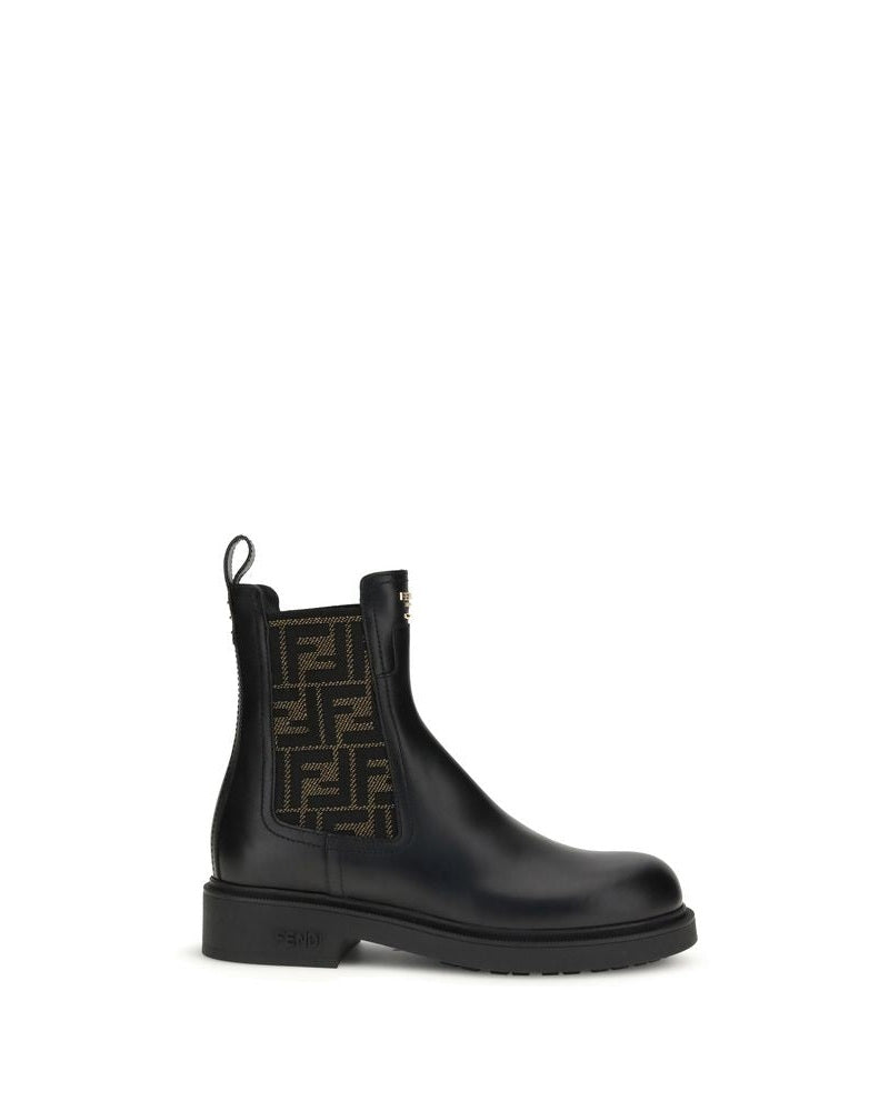 Fendi Black Calf Leather Bos Taurus Ankle Boots Glam Steals