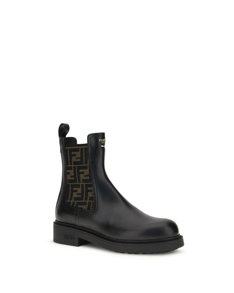 Fendi Black Calf Leather Bos Taurus Ankle Boots Glam Steals