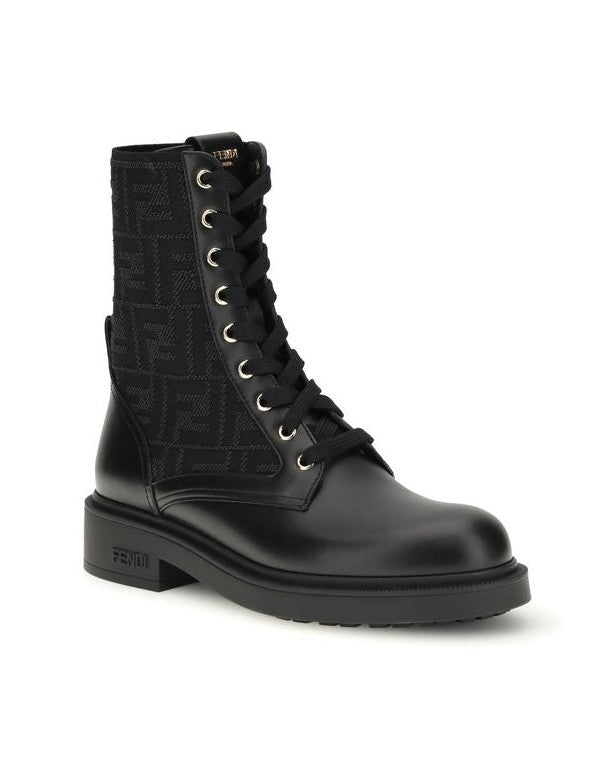 Fendi Black Calf Leather Bos Taurus Lace Up Boots Glam Steals