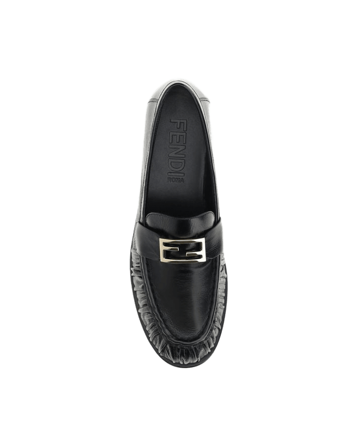 Fendi Black Calf Leather Bos Taurus Slip On Loafers Glam Steals