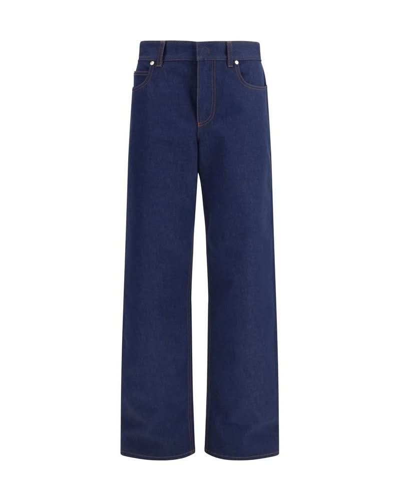 Fendi Blue Cotton Straight Leg Jeans Glam Steals