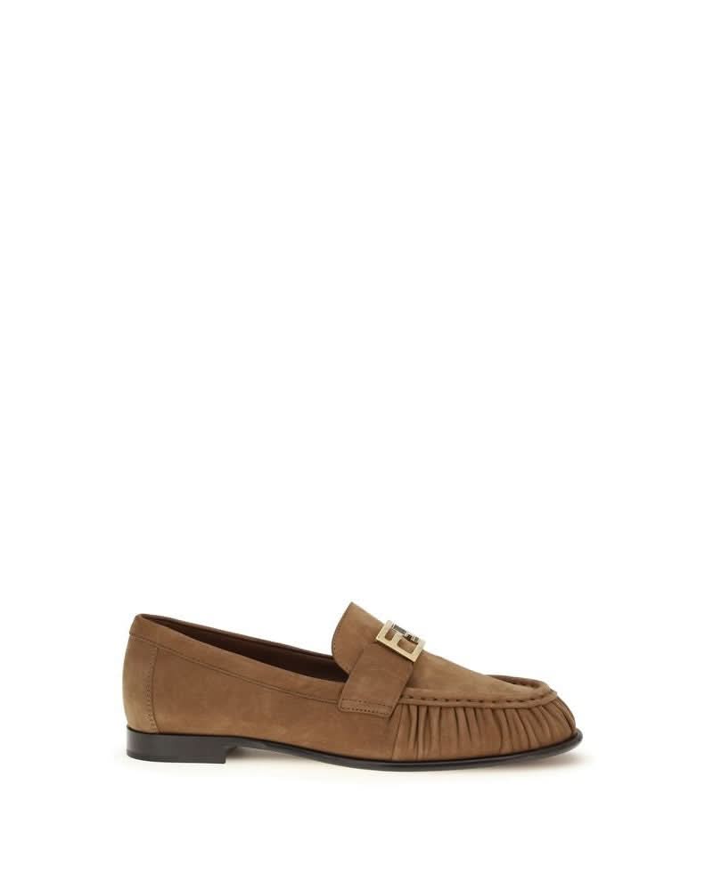 Fendi Brown Calf Leather Bos Taurus Slip On Loafers