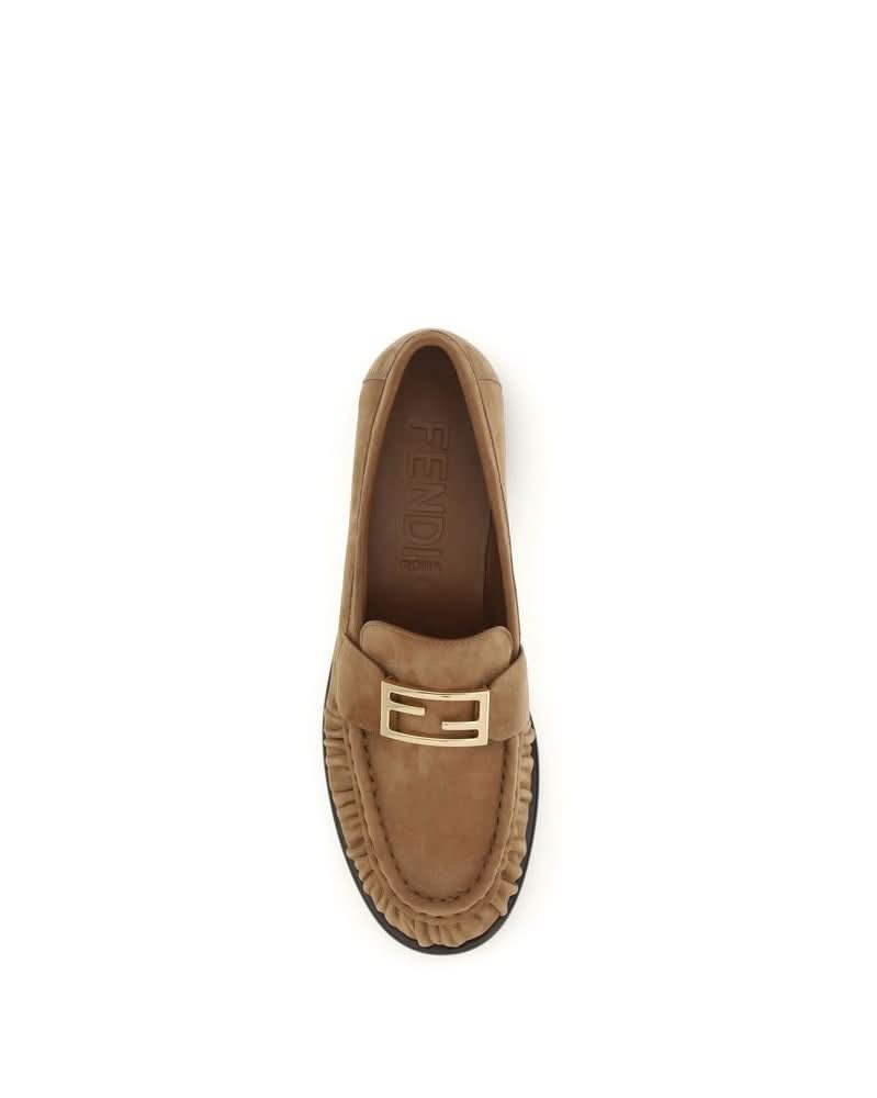 Fendi Brown Calf Leather Bos Taurus Slip On Loafers