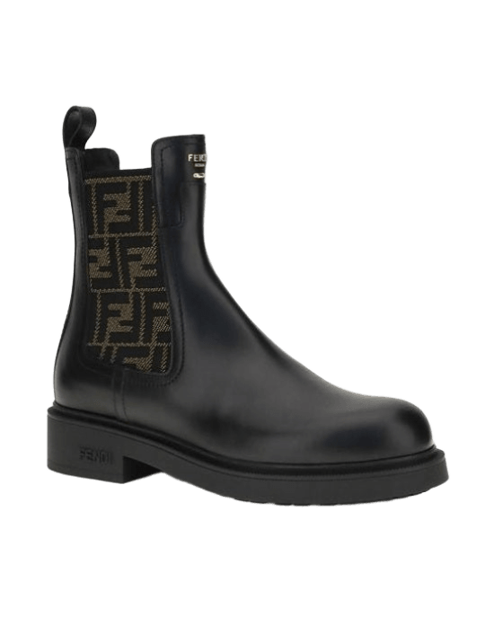 Fendi FF leather and fabric Ankle Boots Glam Steals