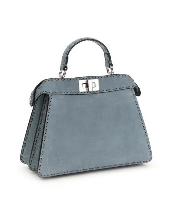 Fendi Light Blue Calf Leather Bos Taurus Shoulder Bag Shoulder Bags