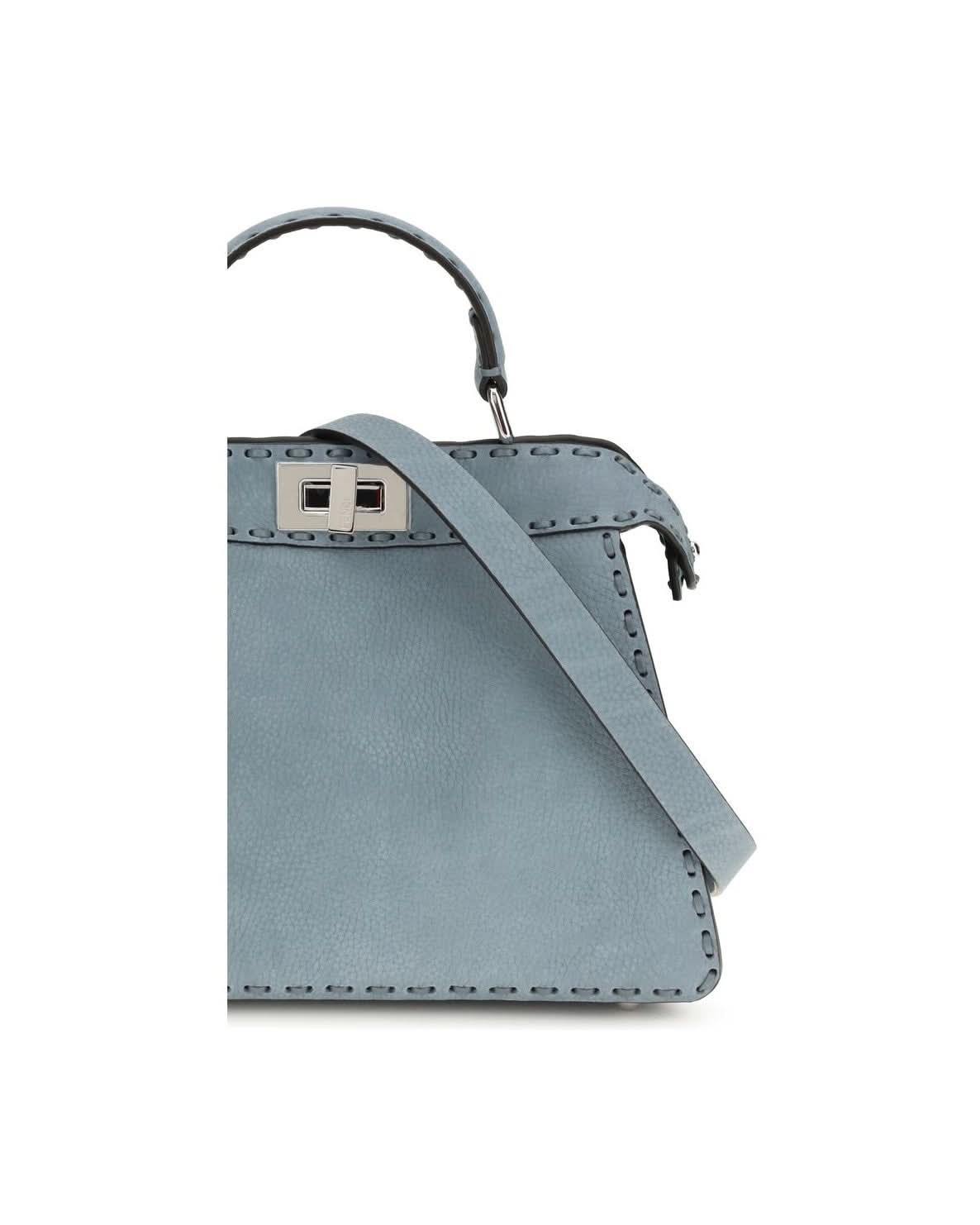 Fendi Light Blue Calf Leather Bos Taurus Shoulder Bag Shoulder Bags