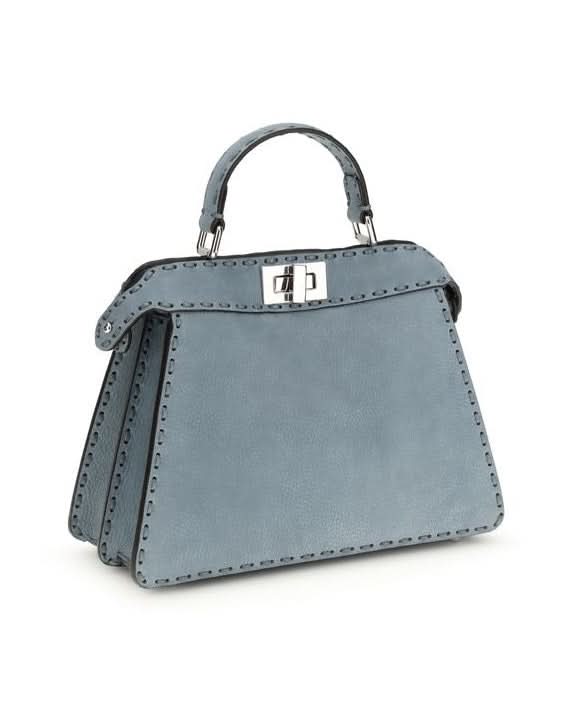 Fendi Light Blue Calf Leather Bos Taurus Shoulder Bag Shoulder Bags