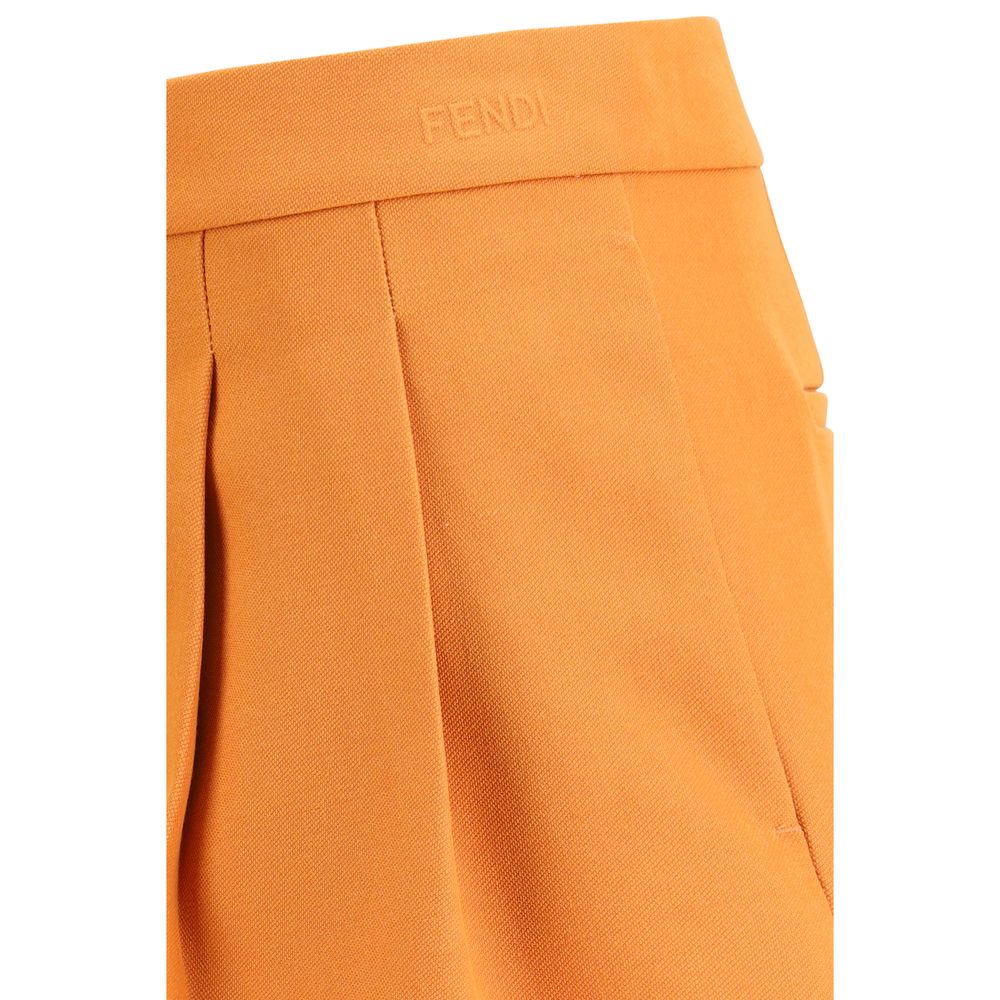 Fendi Orange Wool Fleece Shorts Short Trousers