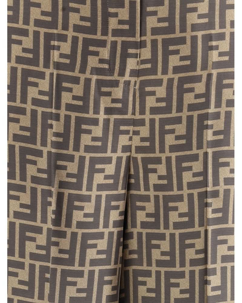 Fendi Silk Monogram Pattern Pant Trousers