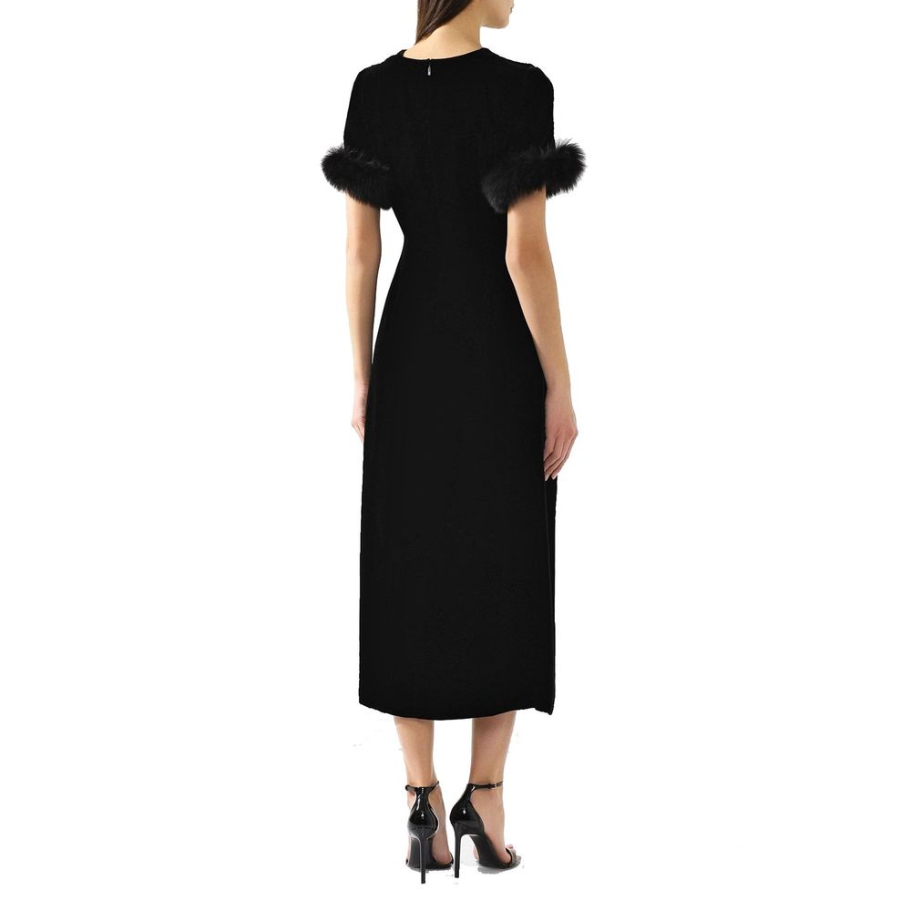 Fendi Velvet Fur Trim Midi Dress Glam Steals