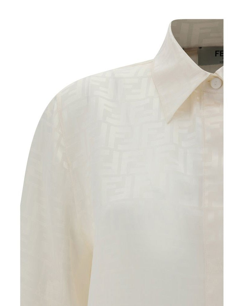 Fendi White Silk Pattern Shirt Glam Steals