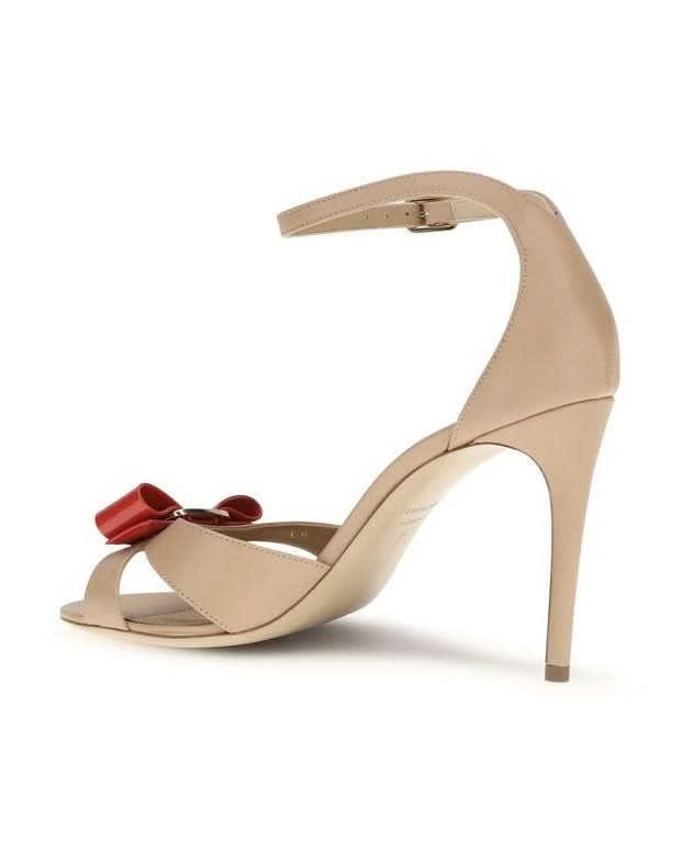 Ferragamo Beige Calf Leather Bos Taurus Stiletto Heel Sandals