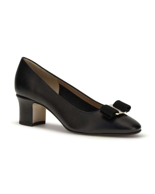 Ferragamo Black Calf Leather Bos Taurus High Heel Pumps