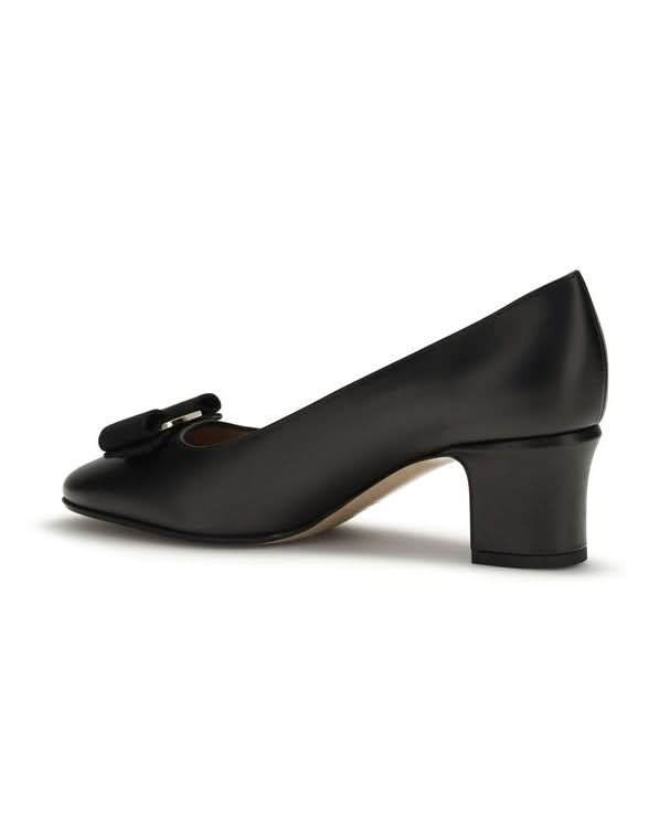 Ferragamo Black Calf Leather Bos Taurus High Heel Pumps