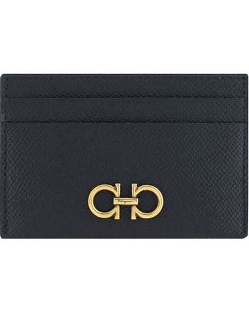Ferragamo Black Calf Leather Bos Taurus Wallet