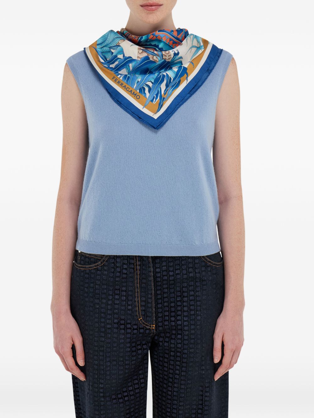 Ferragamo Blue Scarf Glam Steals