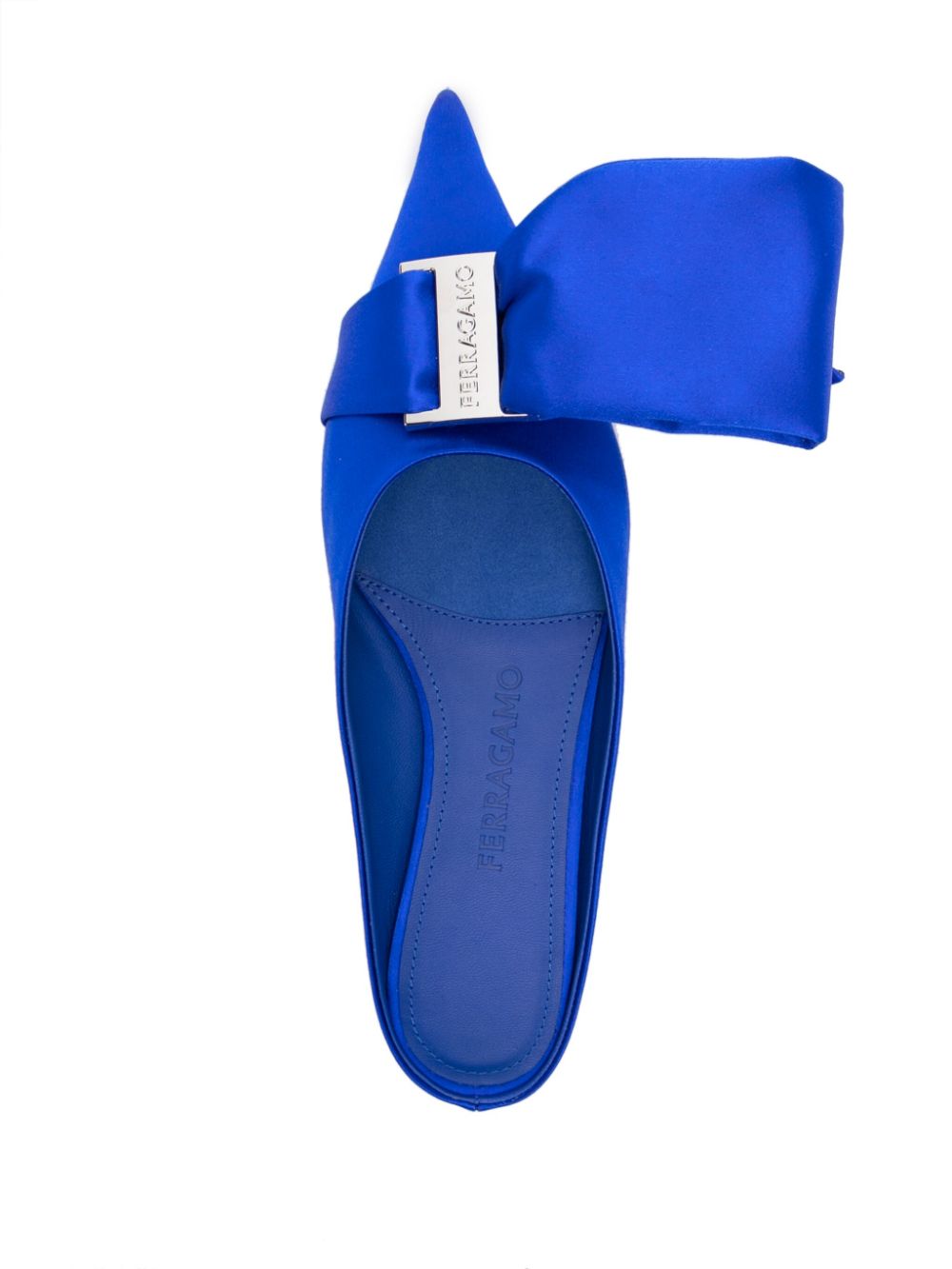 Ferragamo Satin Asymmetric Bow Mules