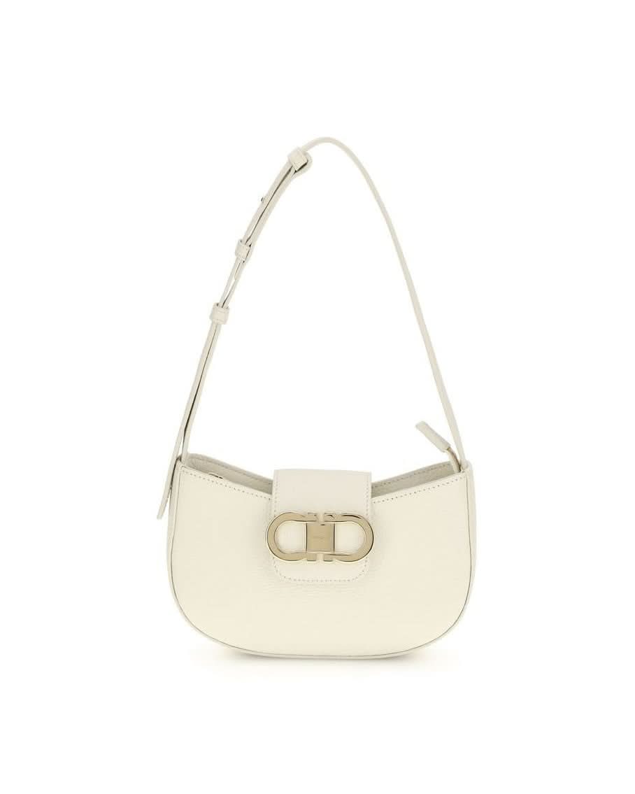Ferragamo White Calf Leather Bos Taurus Shoulder Bag Glam Steals