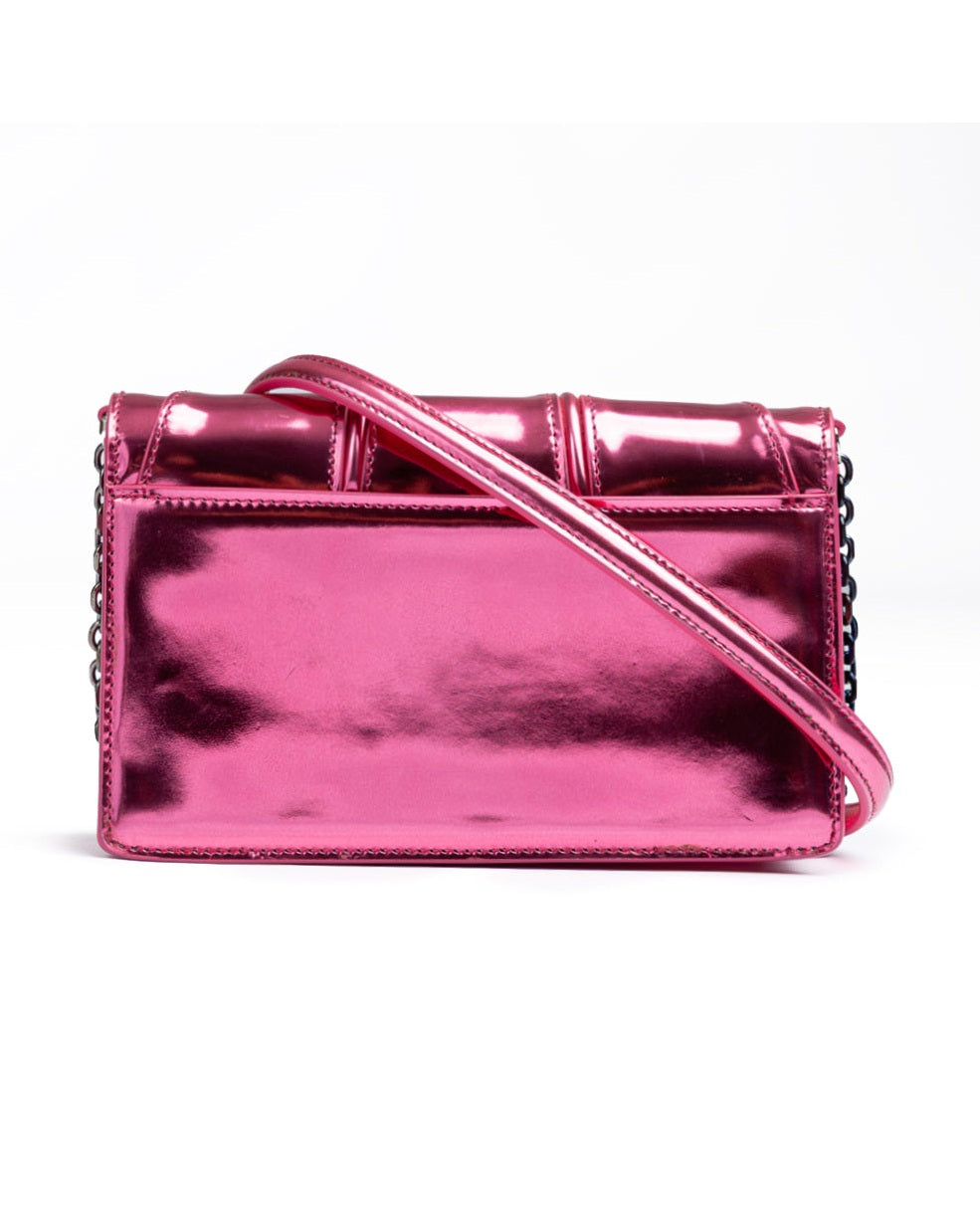 Ferrari Pink Leather Gt Patent Bag with Chain Glam Steals