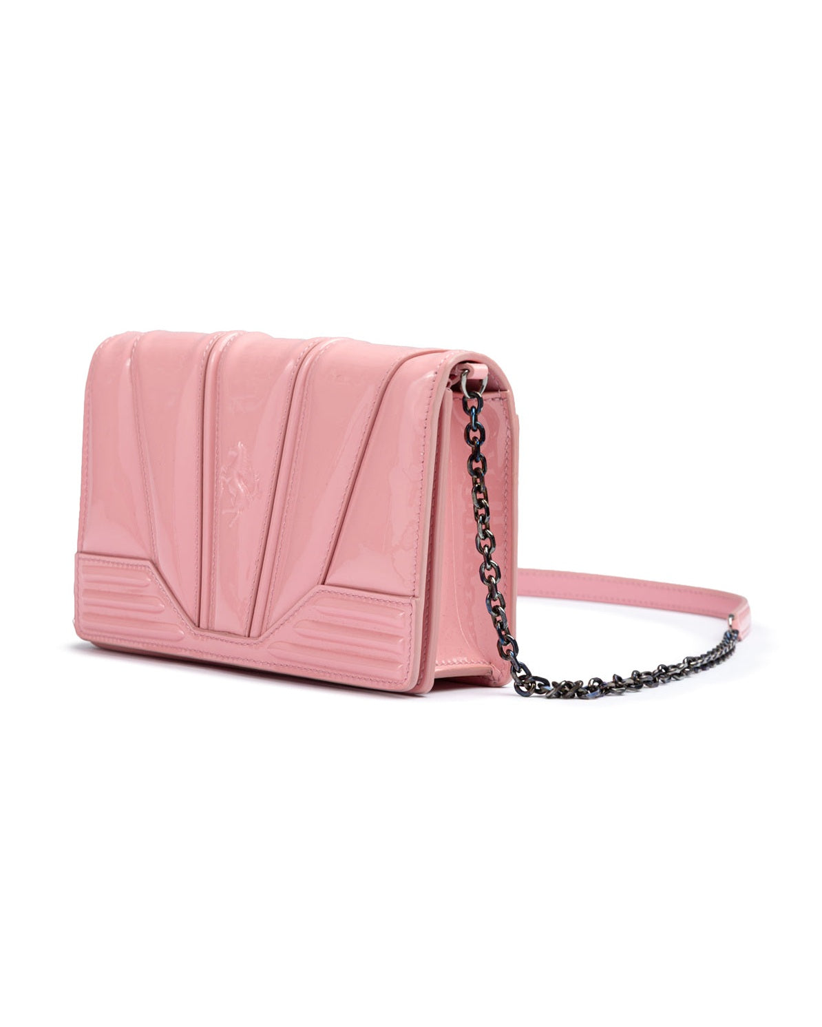 Ferrari Pink Leather Gt Patent Bag with Chain Glam Steals