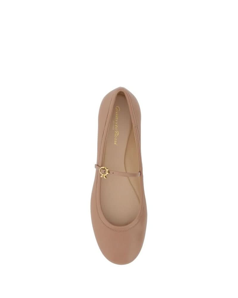 Gianvito Rossi Beige Calf Leather Bos Taurus Ballet Flats Flats