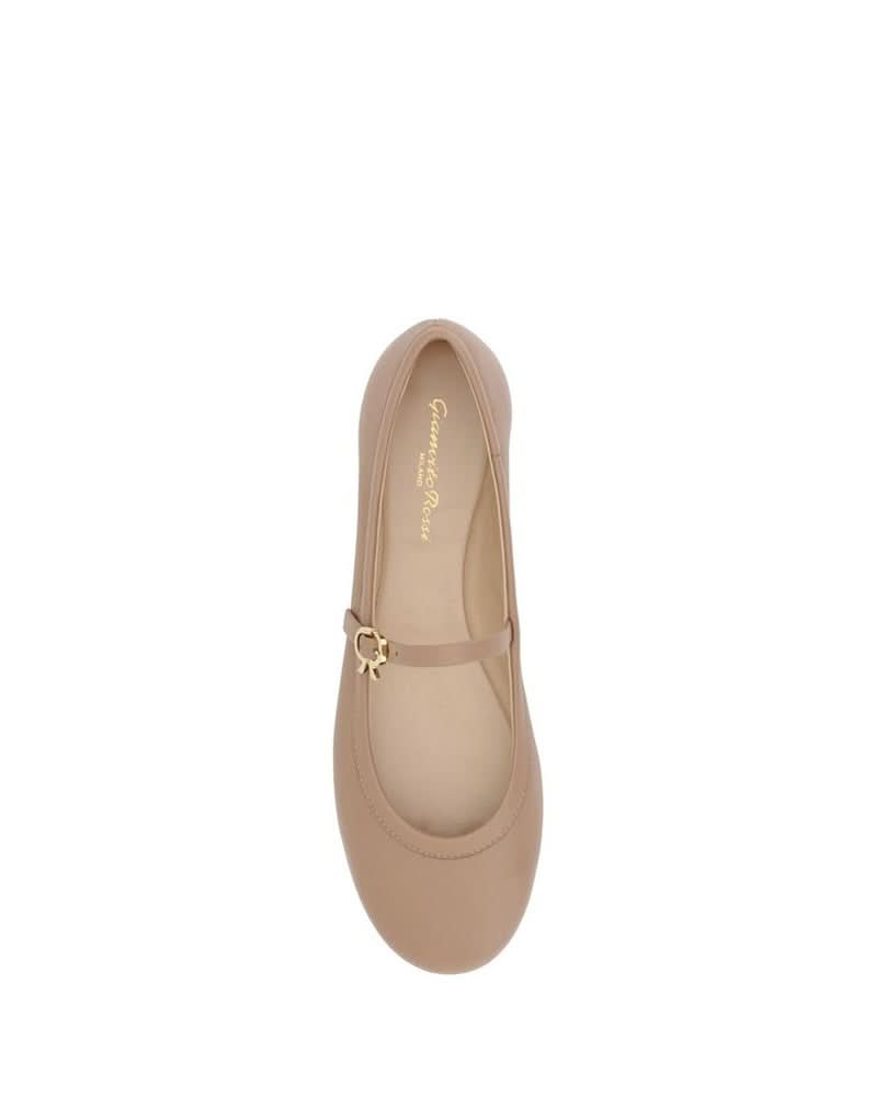 Gianvito Rossi Beige Calf Leather Bos Taurus Ballet Flats Flats