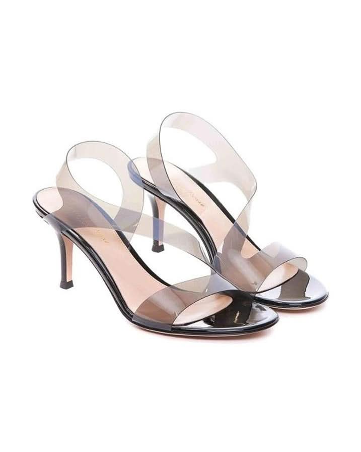 Gianvito Rossi Black Rubber Stiletto Heel Sandals Heels