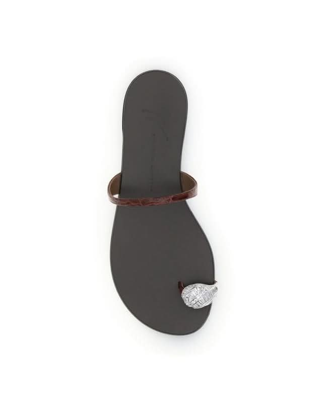Giuseppe Zanotti Brown Calf Leather Bos Taurus Flat Sandals Flats