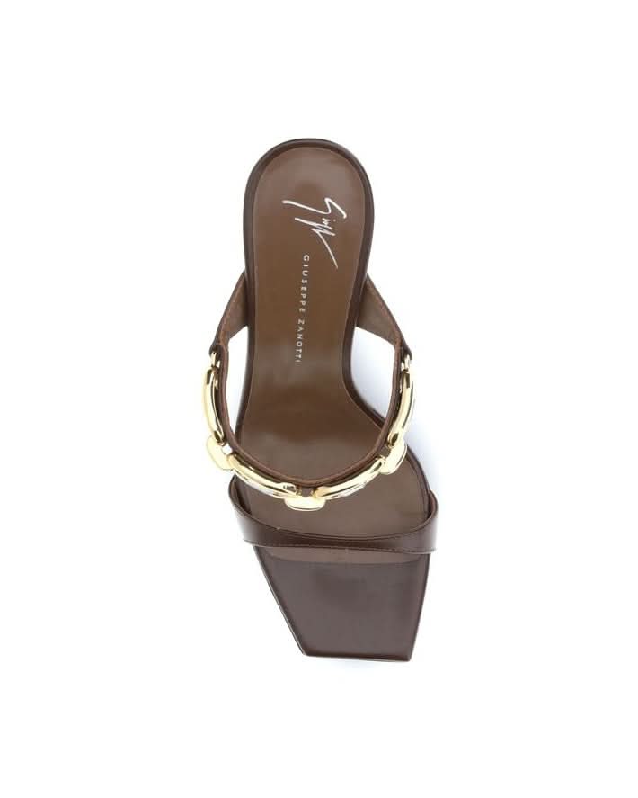 Giuseppe Zanotti Brown Calf Leather Bos Taurus Sandals Heels