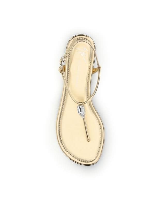 Giuseppe Zanotti Gold Calf Leather Bos Taurus Flat Sandals Sandals
