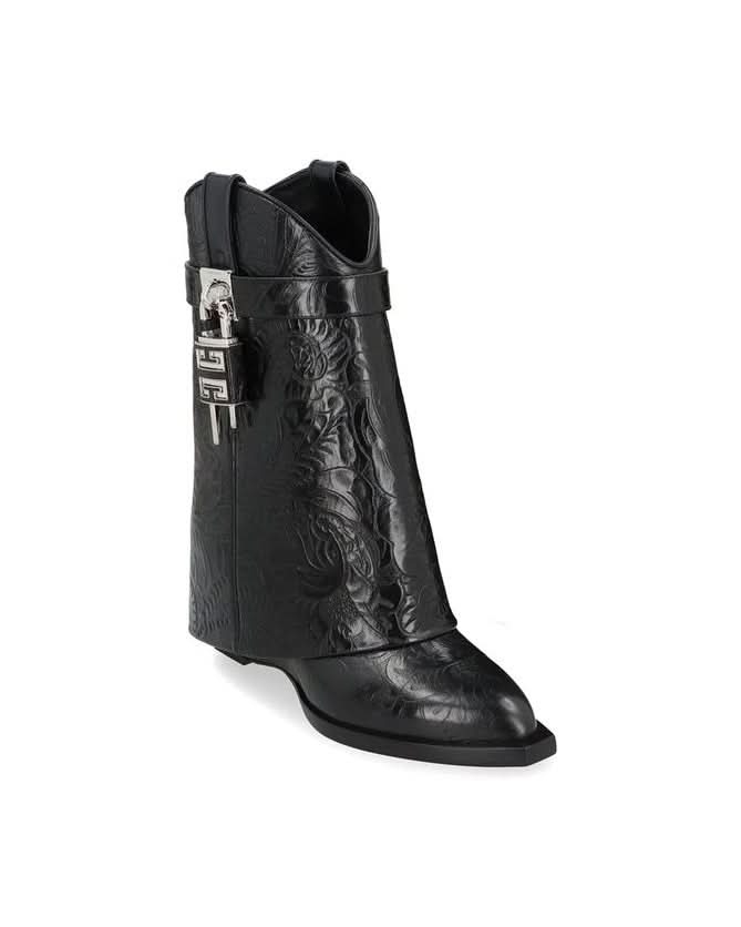 Givenchy Black Lace Calfskin Up Boots