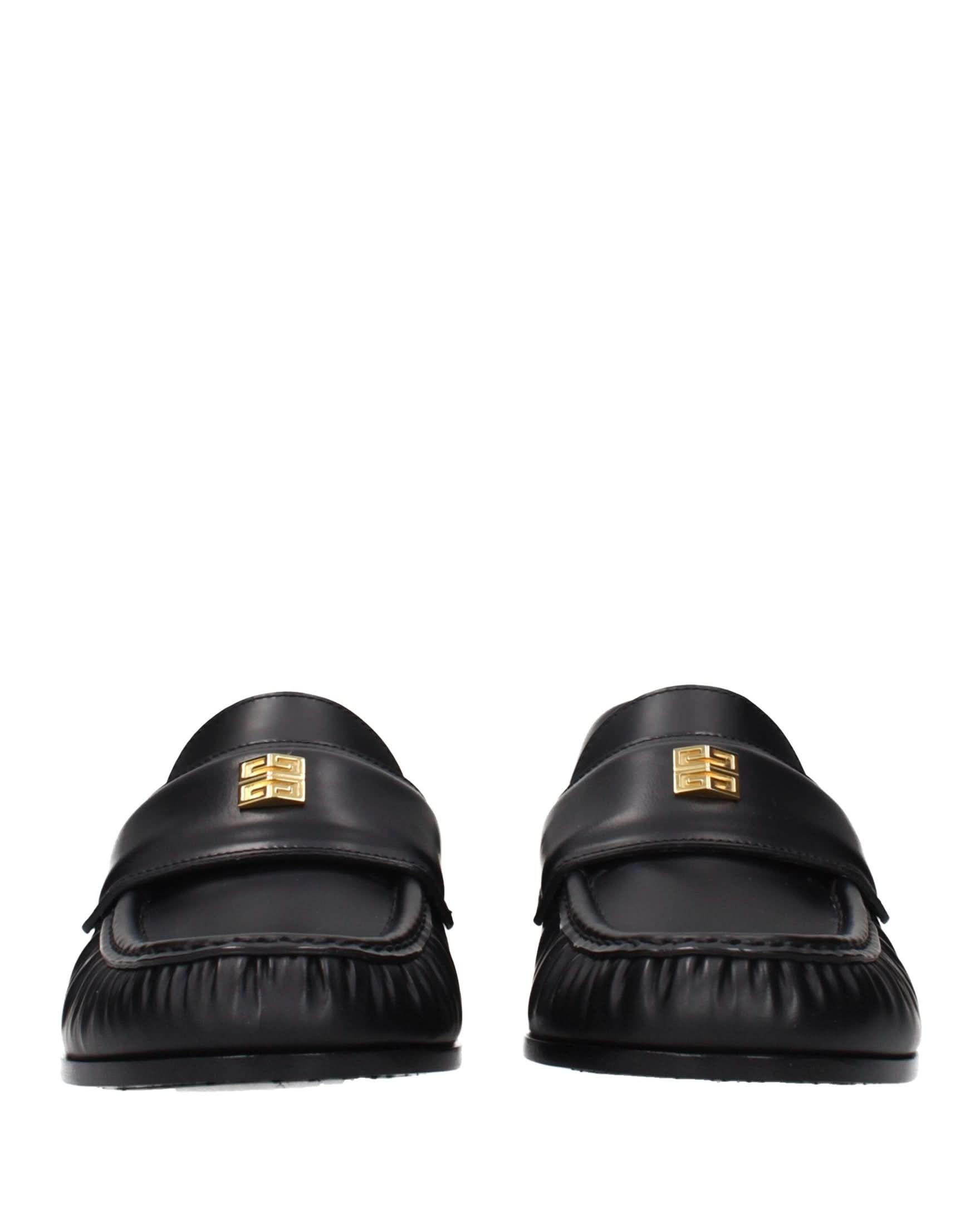 Givenchy Black Leather Slip On Loafers Flats