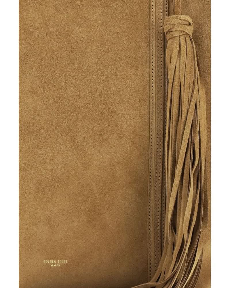 Golden Goose Beige Calf Leather Bos Taurus Shoulder Bag Glam Steals
