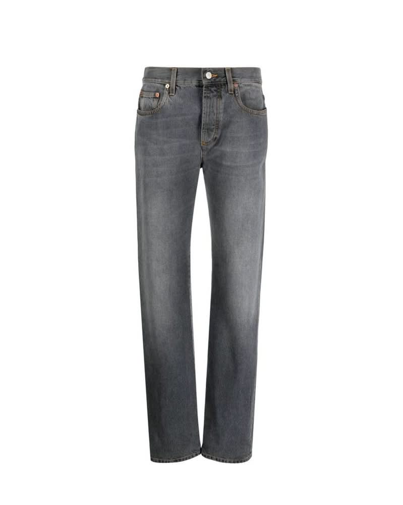 Gray Cotton Relaxed Fit Jeans Glam Steals