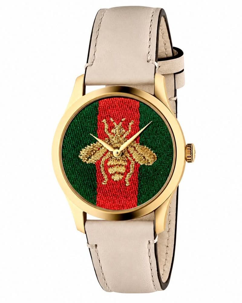 Gucci Beige Leather Watch Glam Steals